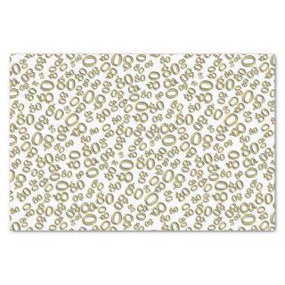 80th Gold/White  Random Number Pattern Tissue Paper