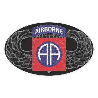 82nd Airborne Division "All American" - RUSTIC Oval Sticker