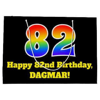 82nd Birthday ~ Fun, Colorful, Vibrant, Rainbow 82 Large Gift Bag