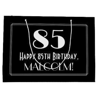 85th Birthday: Art Deco Inspired Style "85", Name Large Gift Bag