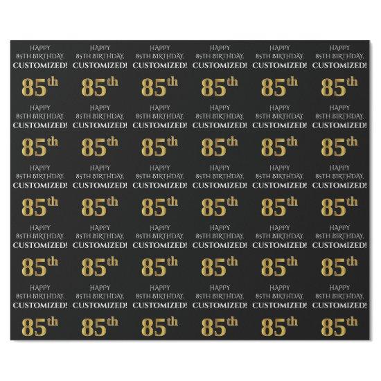 85th Birthday: Elegant, Black, Faux Gold Look
