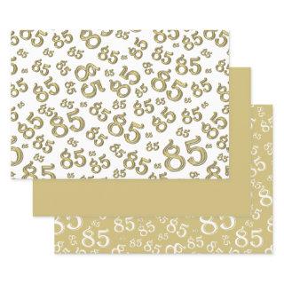 85th Milestone Birthday Gold/White Number Pattern  Sheets