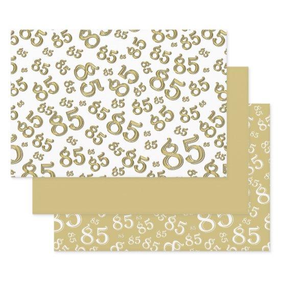 85th Milestone Birthday Gold/White Number Pattern  Sheets