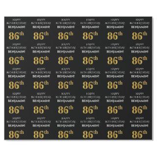 86th Birthday: Elegant, Black, Faux Gold Look