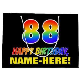 88th Birthday: Bold, Fun, Simple, Rainbow 88 Large Gift Bag