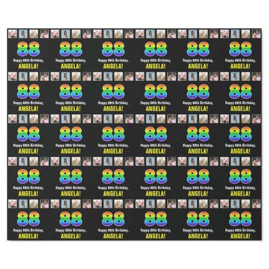 88th Birthday: Rainbow “88“; Custom Photos & Name
