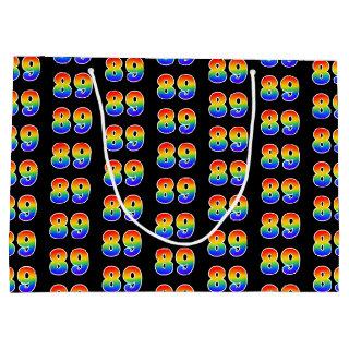 89th Birthday: Fun Rainbow Event Number 89 Pattern Large Gift Bag