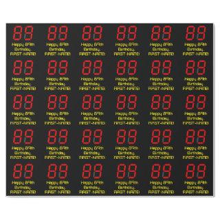 89th Birthday: Red Digital Clock Style "89" + Name