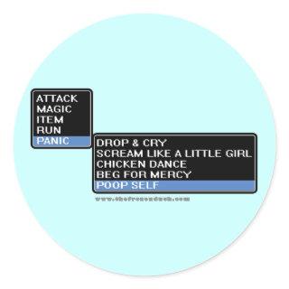 8 Bit RPG Battle Menu Classic Round Sticker