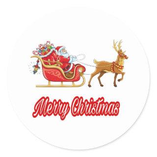 8.Ho Ho Ho Santa claus laugh face merry Christmas  Classic Round Sticker