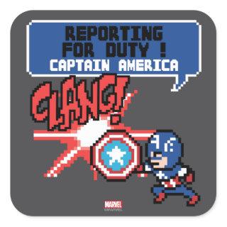 8Bit Captain America Attack - Reporting For Duty! Square Sticker