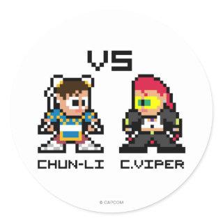 8bit Chun-Li VS C.Viper Classic Round Sticker