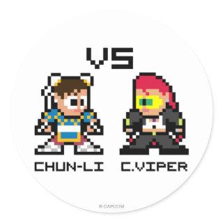 8bit Chun-Li VS C.Viper Classic Round Sticker