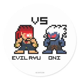 8bit Evil Ryu VS Oni Classic Round Sticker