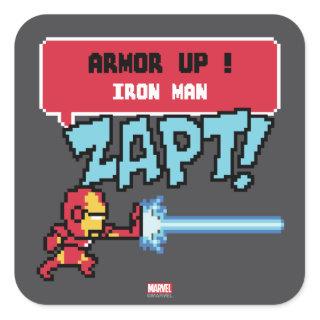 8Bit Iron Man Attack - Armor Up! Square Sticker