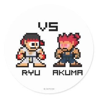 8bit Ryu VS Akuma Classic Round Sticker