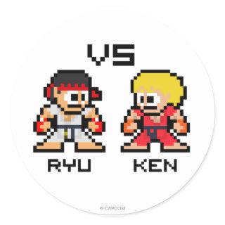 8bit Ryu VS Ken Classic Round Sticker