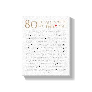 8o reasons why I love you birthday 60 things we Canvas Print