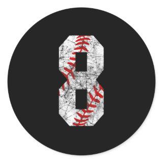 8th Birthday Baseball Big Number Eight 8 Year Old  Classic Round Sticker