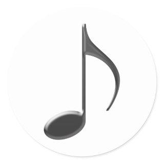 8th Musical Note Black Colored on White background Classic Round Sticker