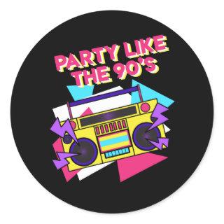 90s Theme Party Retro Ghetto Blaster Legend Classic Round Sticker