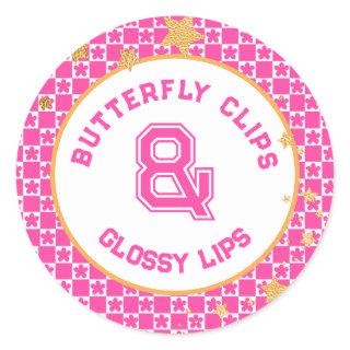 90s Throwback Lip Gloss Party Favor Classic Round Sticker