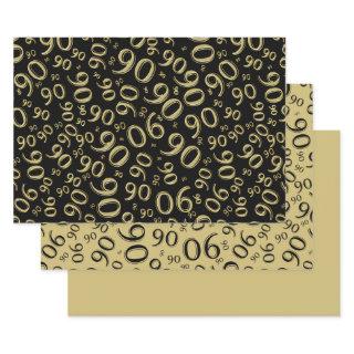 90th Birthday Black & Gold Random Number Pattern  Sheets