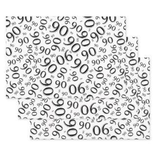 90th Birthday Black & White Random Number Pattern  Sheets