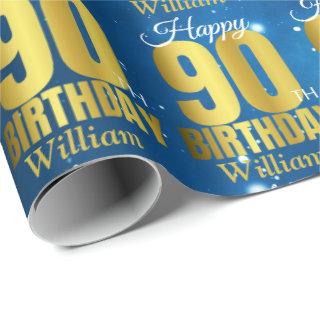 90th Birthday Blue Space Typography