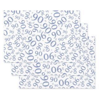 90th Birthday Blue & White Random Number Pattern  Sheets