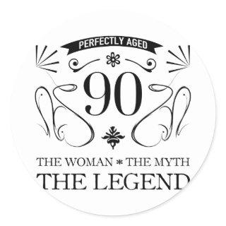 90th Birthday For Women Classic Round Sticker