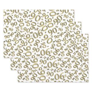 90th Birthday Gold & White Random Number Pattern  Sheets