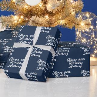 90th Birthday Party Name Navy Blue Modern Pattern