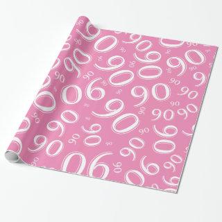90th Birthday Pink & White Random Number Pattern