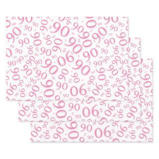 90th Birthday Pink & White Random Number Pattern  Sheets