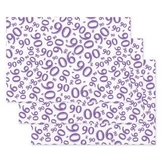 90th Birthday Purple & White Random Number Pattern  Sheets