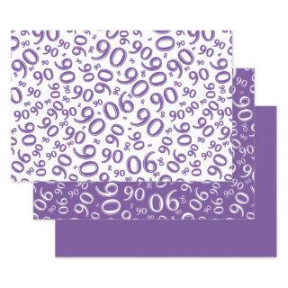90th Birthday Purple & White Random Number Pattern  Sheets