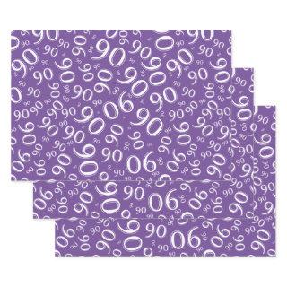 90th Birthday Purple & White Random Number Pattern  Sheets