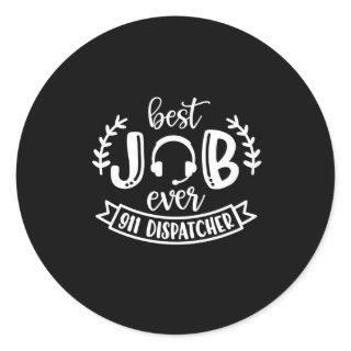 911 dispatcher, responder, gold line classic round sticker