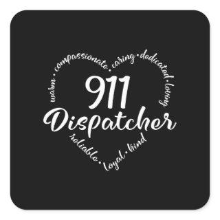 911 dispatcher, responder, police, thin blue line square sticker