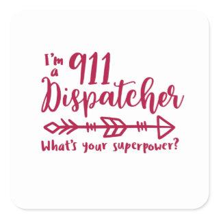 911 dispatcher, responder, police, thin blue line square sticker