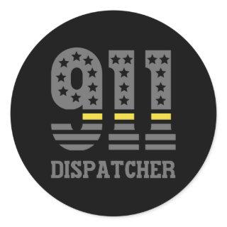 911 Dispatcher USA Flag Thin Yellow Line Emergency Classic Round Sticker