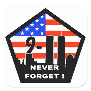 911 never forget square sticker