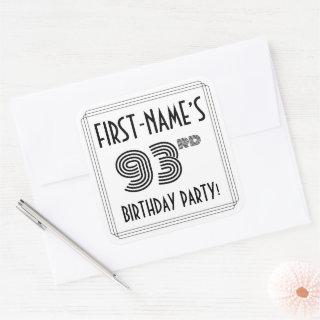 93rd Birthday Party: Art Deco Style + Custom Name Square Sticker