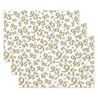 95th Birthday Gold & White Number Pattern 95   Sheets