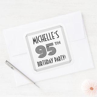 95th Birthday Party: Art Deco Style + Custom Name Square Sticker