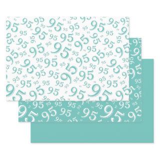 95th Birthday Teal & White Number Pattern 95  Sheets