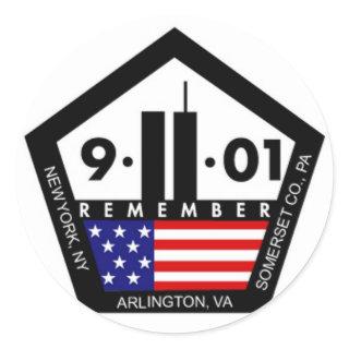 9 11 Never Forget, Always Remember Classic Round Sticker