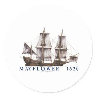 9 mayflower ship classic round sticker