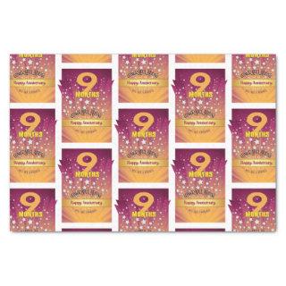 9 Month Recovery Anniversary Bold Numeral Tissue Paper